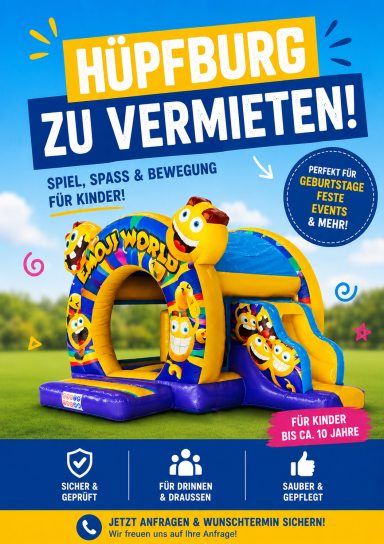 Emoji Kinder Hüpfburg + Gebläse